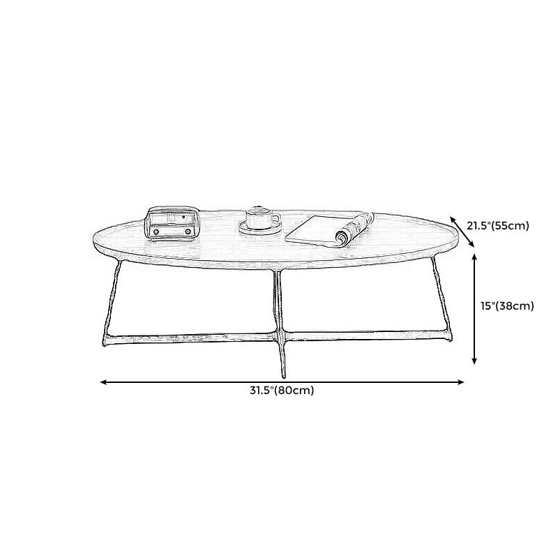 Modern Style Black Metal Base Wood-based/walnut Oval/round Table Top Side Table