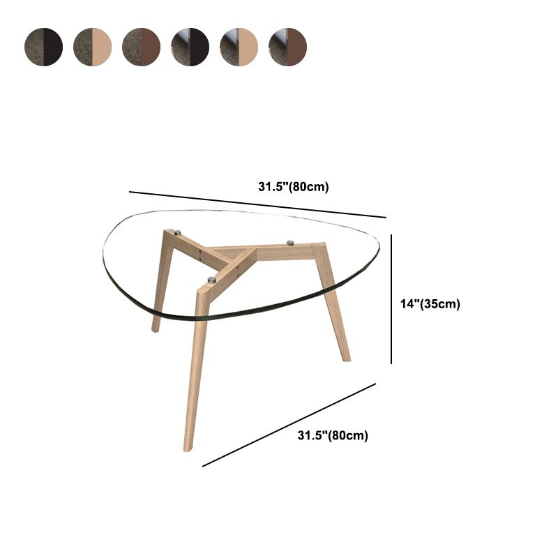 Modern 3 Legs Glass Coffee Table Triangle Coffee Table for Living Room