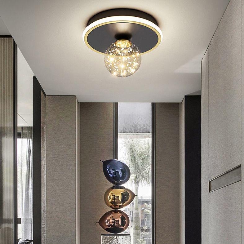 Geometric Ceiling Light Fixture Minimalist Metal LED Black Ceiling Mounted Fixture