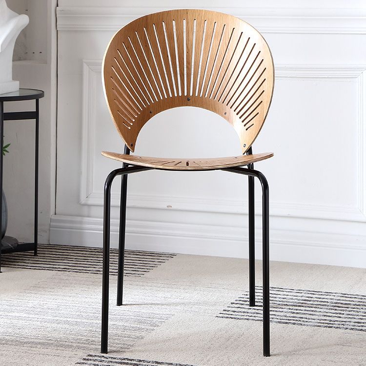 Silla de comedor de madera moderna, sillas de comedor sin brazos de metal para uso doméstico