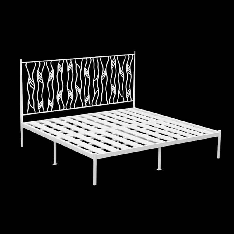 Metal Glam Bed Frame Rectangular Open-Frame Headboard Standard Bed