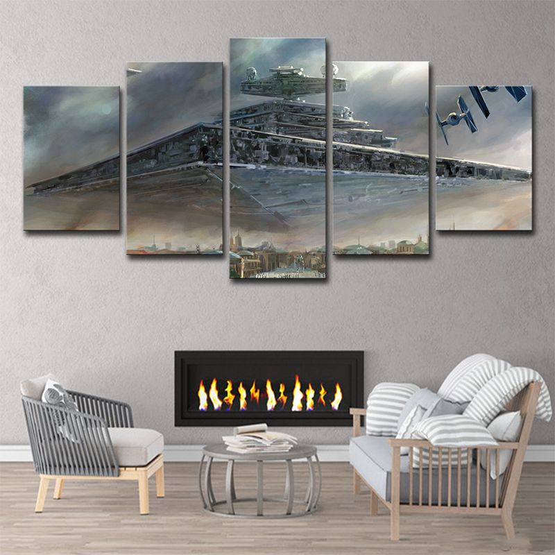 Star Wars Floating City Canvas Science Fiction Multi-Piece Wall Art Print in Brown