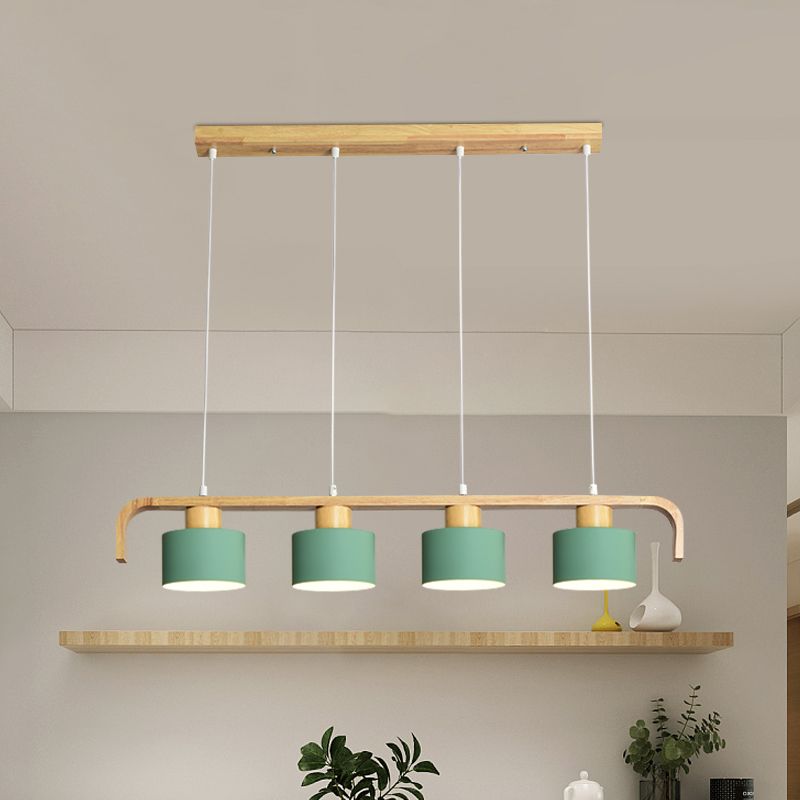 Metal Drum Shade Island Light 3/4 Heads Nordic Simple Chandelier Light for Dining Room Kitchen