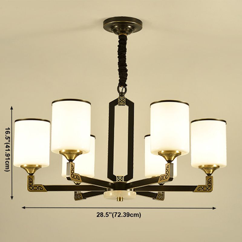 Contemporary Concise Hanging Light Glass Cylindrical Chandelier for Interior Spaces