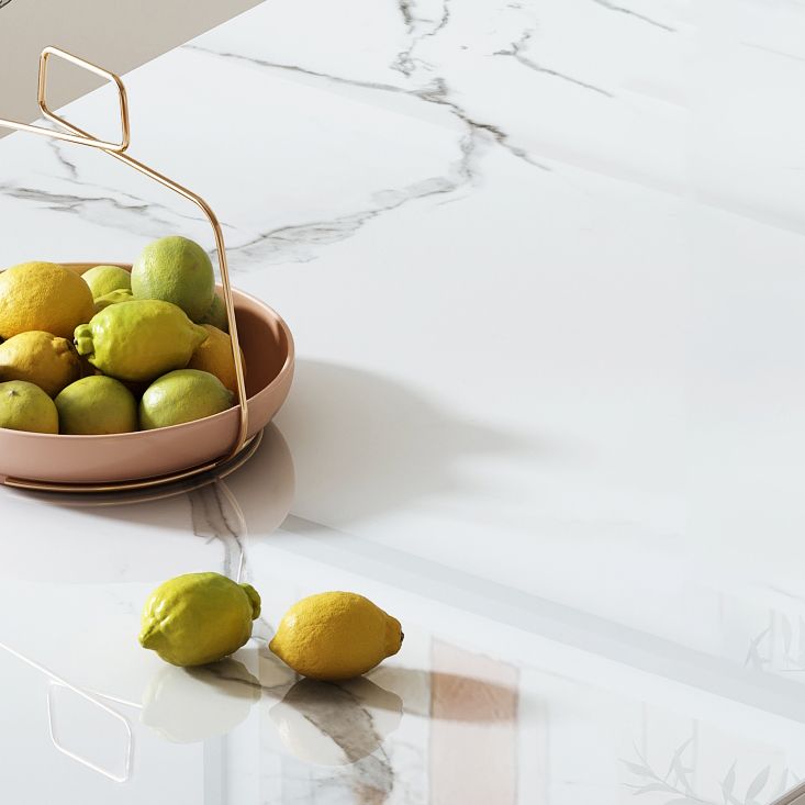 Eigentijdse witte standaard eettafel Keukeneettafel met dubbele voetstukonderstellen