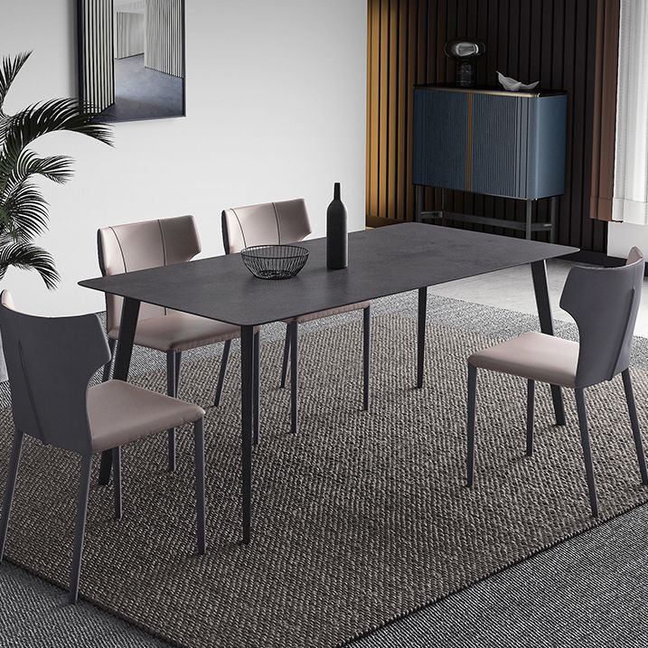 Sintered Stone Black Dining Table Industrial 4 Legs Table for Dining Room