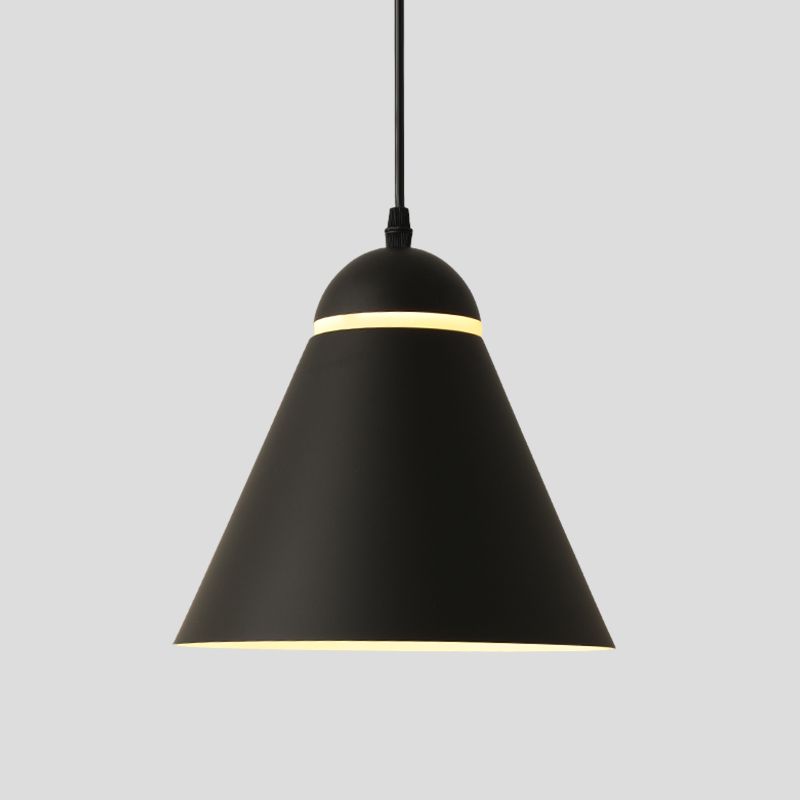Sliced Cone Hanging Light Fixture Simplicity Metallic 1 Light Matte Black Drop Pendant