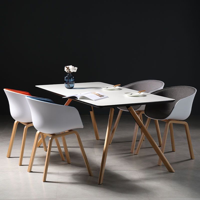 Contemporary Style Dining Chair Arm Side Chairs with Wooden Legs