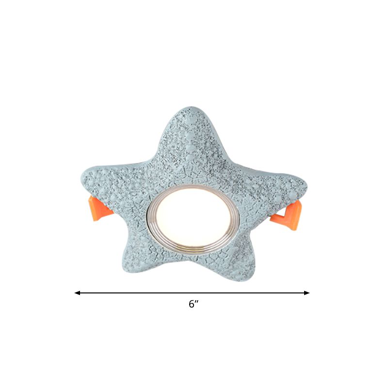Starfish Flush Light Fixture Cartoon Resin LED Blue Flush Mount Ceiling Lamp in White/Warm Light