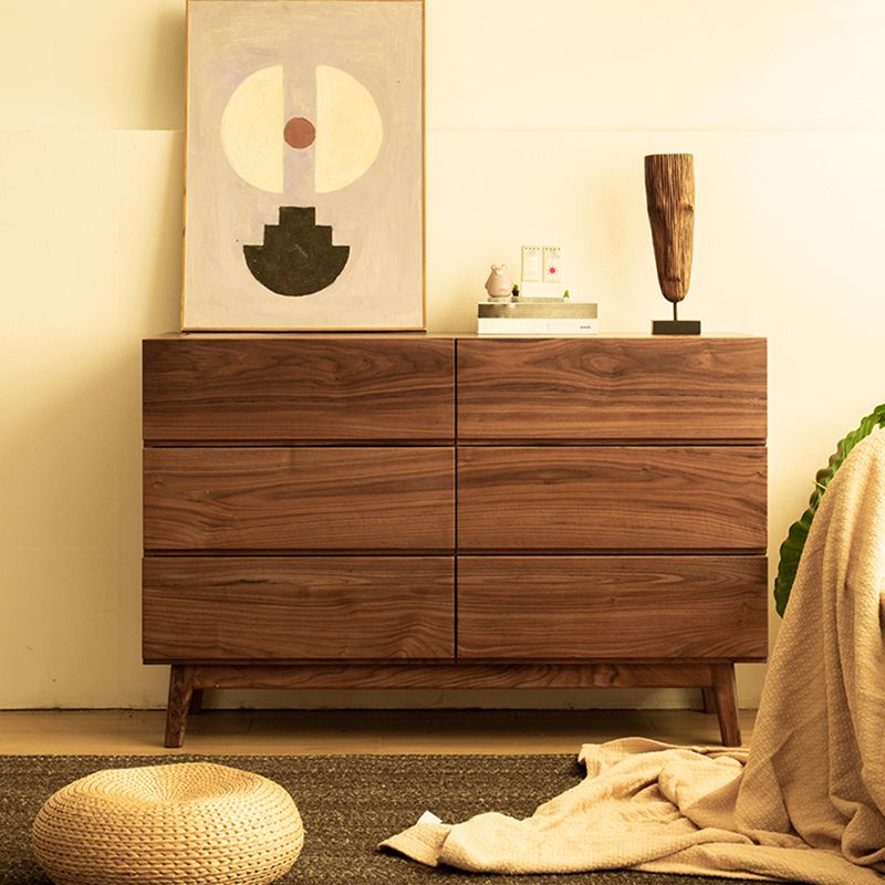 Traditional Horizontal Double Dresser Wood Storage Dresser for Bedroom