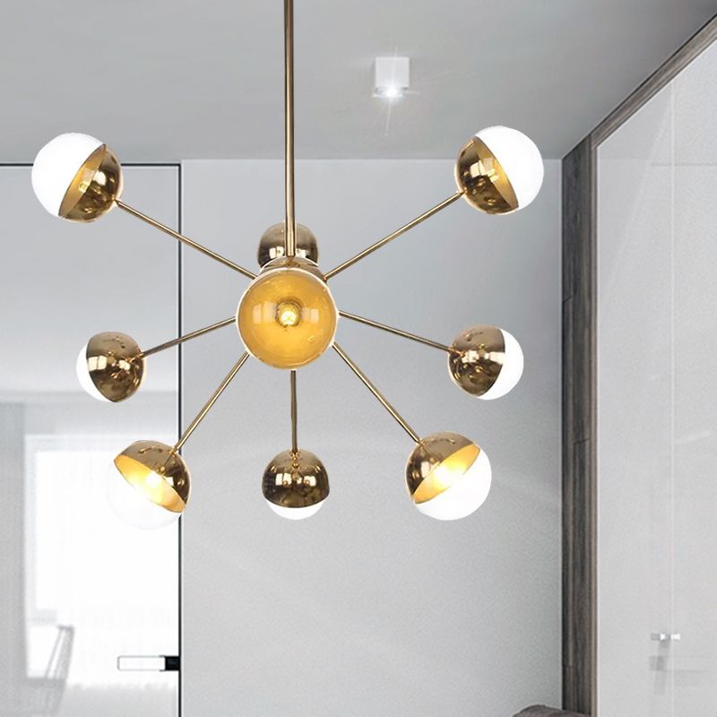 Semi-encastré Globe pour salle à manger, verre blanc/transparent/gris fumée, 9/12/15 lumières, luminaire semi-encastré contemporain en cuivre/chrome/or