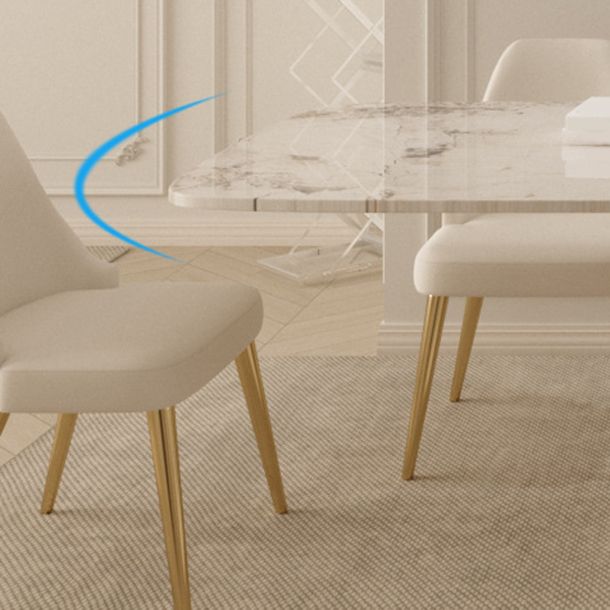 Glam Sintered Stone Dining Set Rectangle 1/4/5/7 Pieces Dining Set with Pedestal Base