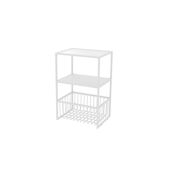 Contemporary Open Storage Nightstand Metal Night Table with Shelves