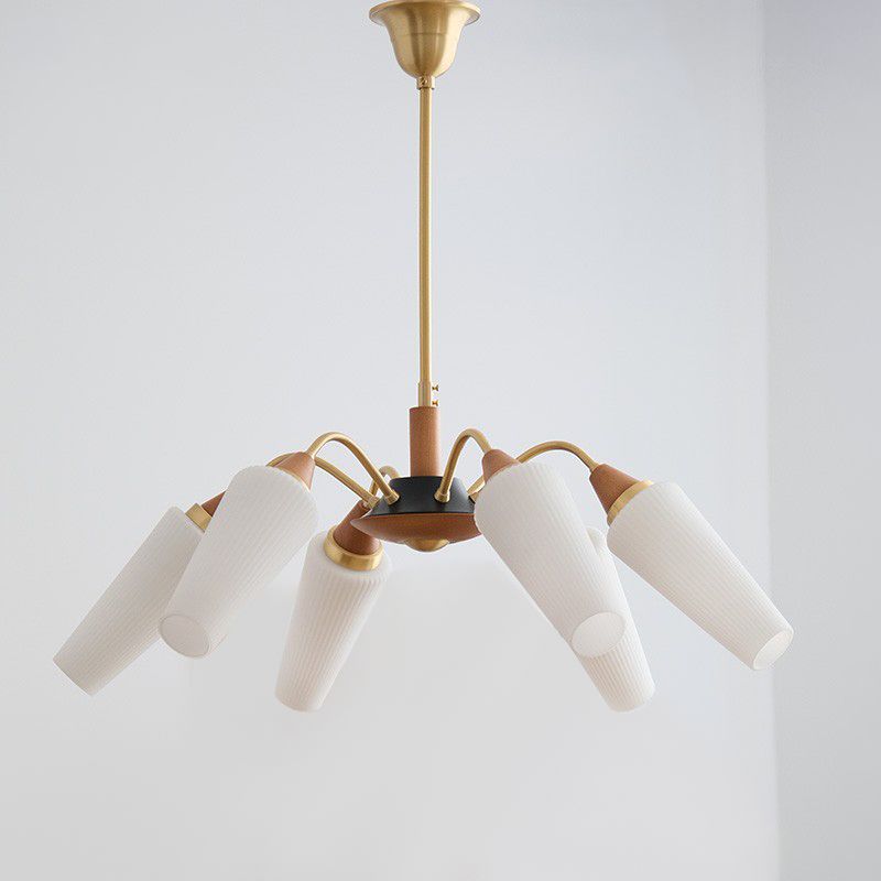 Luci del lampadario in vetro di rame Light a sospensione moderna nordica per soggiorno