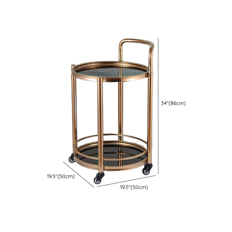 Modern Open Storage Prep Table Round Home Dining Kitchen Trolley