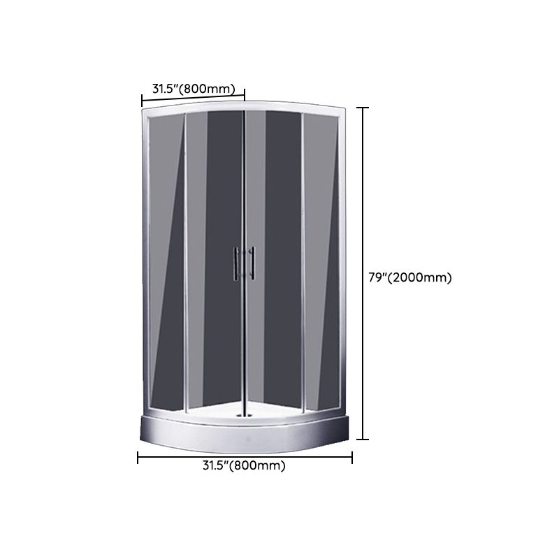 Round Shower Kit Tempered Glass Shower Enclosure with Door Handle