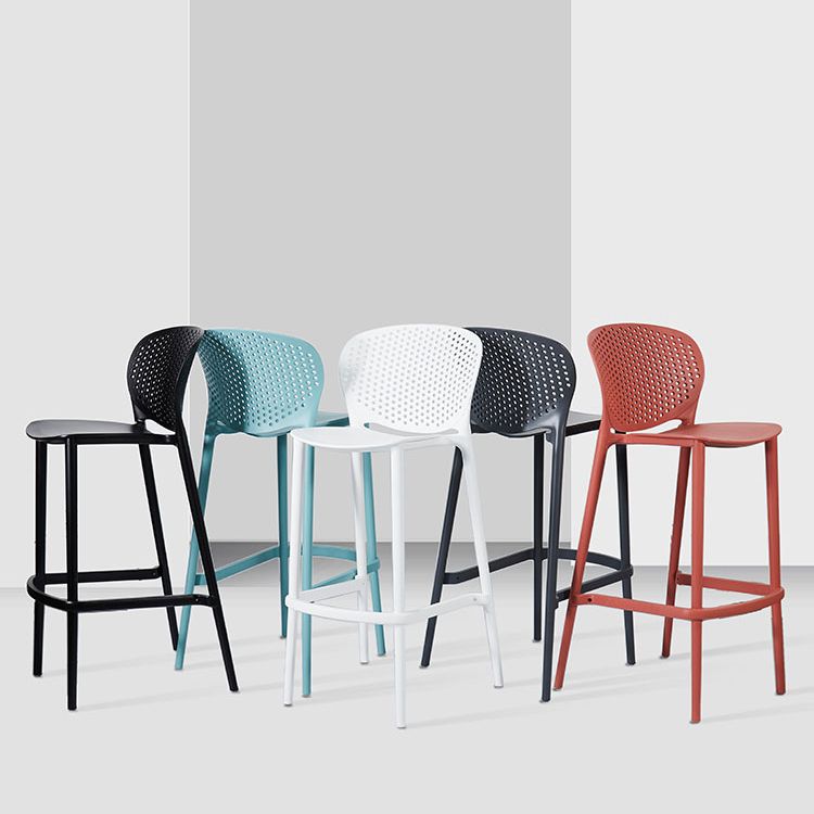 Contemporary Stackable Colorful Counter Stools Plastic Armless Indoor Bar Stool