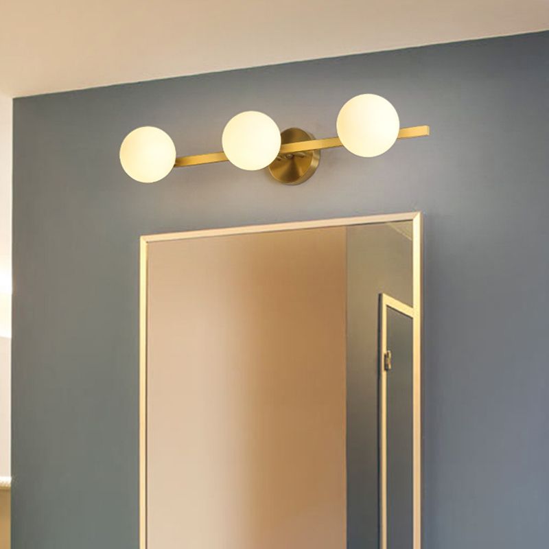 Industrial Golden Light Glass Globe Shaded Bath Vanity Lighting for Bathroom