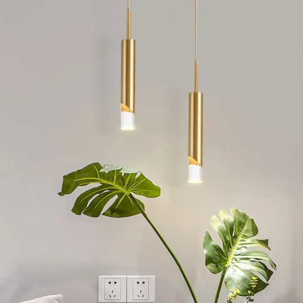 Pendante LED en aluminium dans la lumière suspendue cylindrique en acrylique moderne pour chambre à coucher
