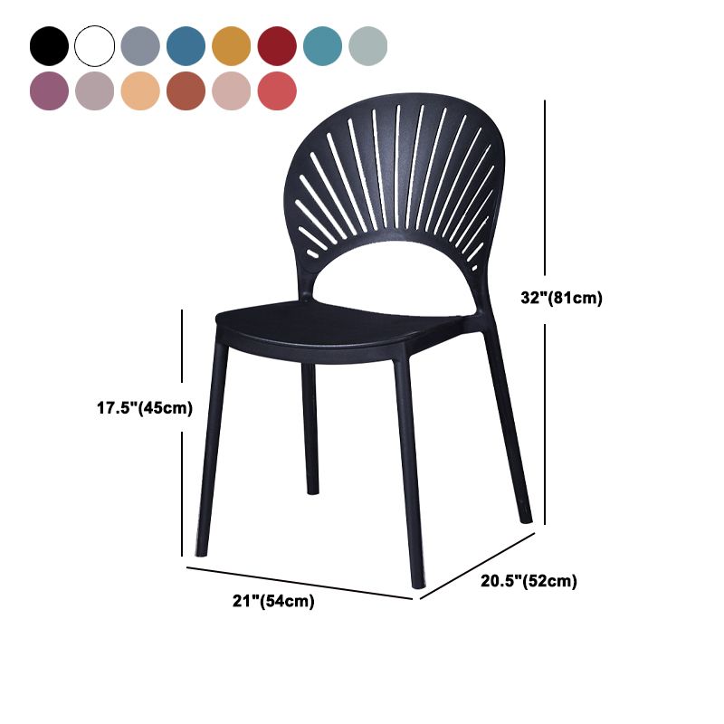 Modern Plastic Chair Open Back Dining Side Furniture in Matte Finish