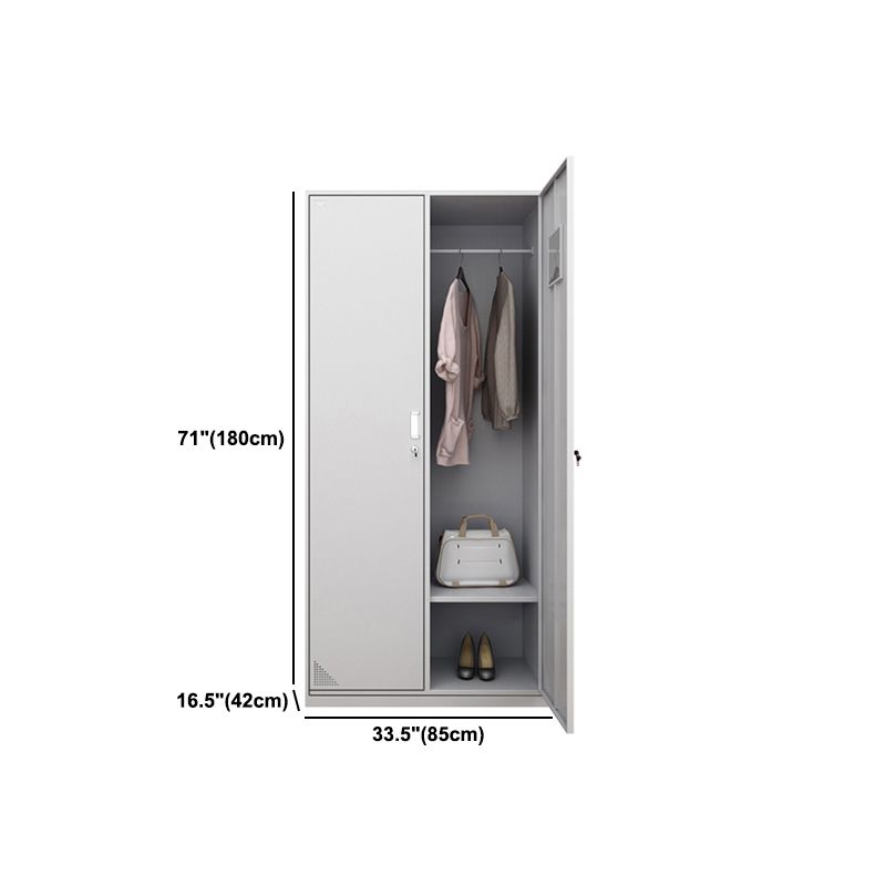 Metal Modern White Wardrobe for Home Matte Finish Cabinet with Hinged Door
