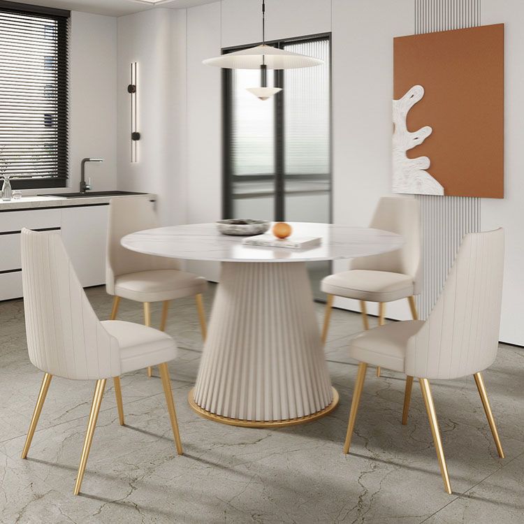 Glam 1/5 Pieces Dining Set Round Stone Dining Table for Kitchen Dining Room