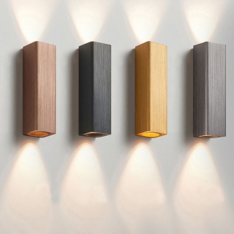 Rectangle Wall Lighting Fixtures Modern Style Aluminum 2-Lights Wall Mount Lamp