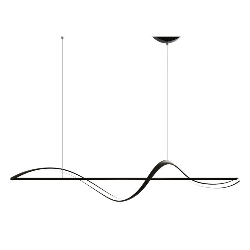 Modern LED Island Lamp Strip Shape Island Hanging Lamp with Plastic Shade for Dining Room