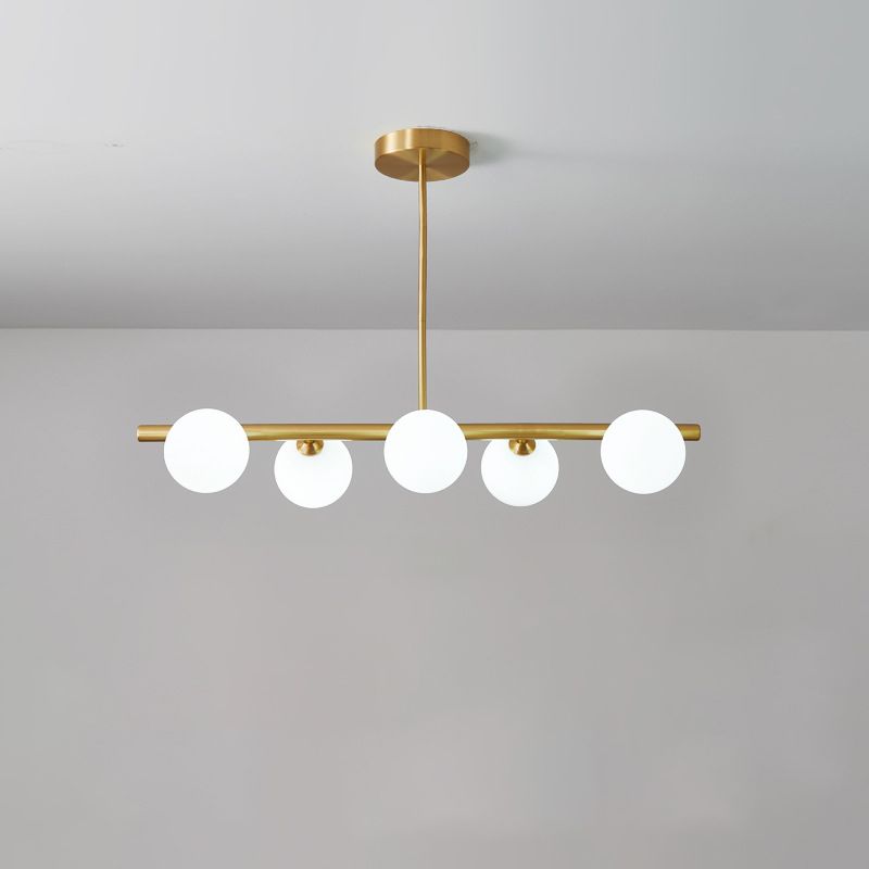 Simplicity Ball Island Light Kit Glass Dining Room Pendant Lighting Fixture in Brass