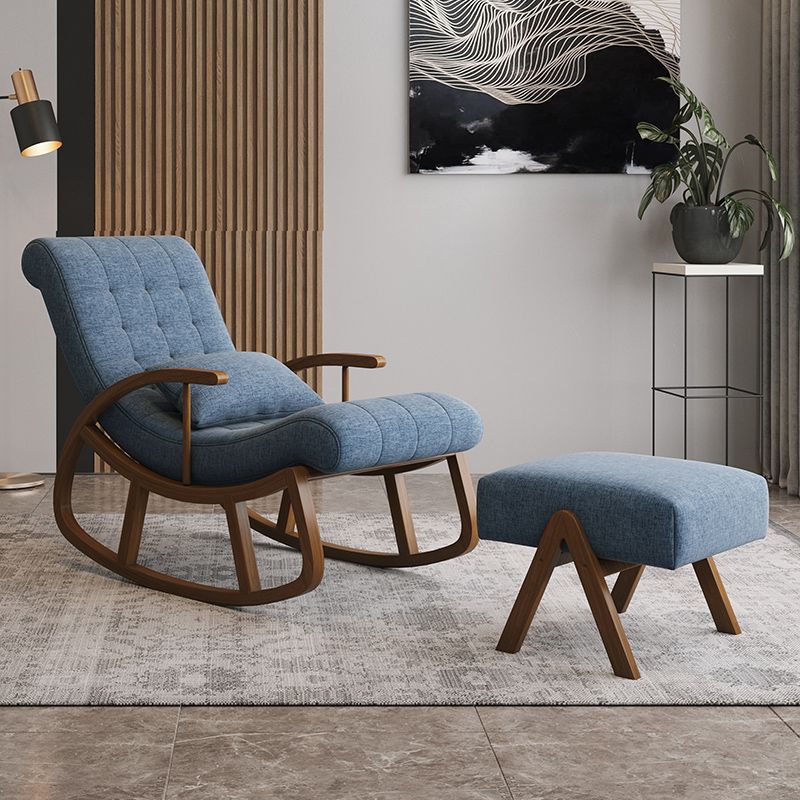 Mid-Century Modern Rocking Chair Cotton Upholstered Tufted Baby Rocking Chair