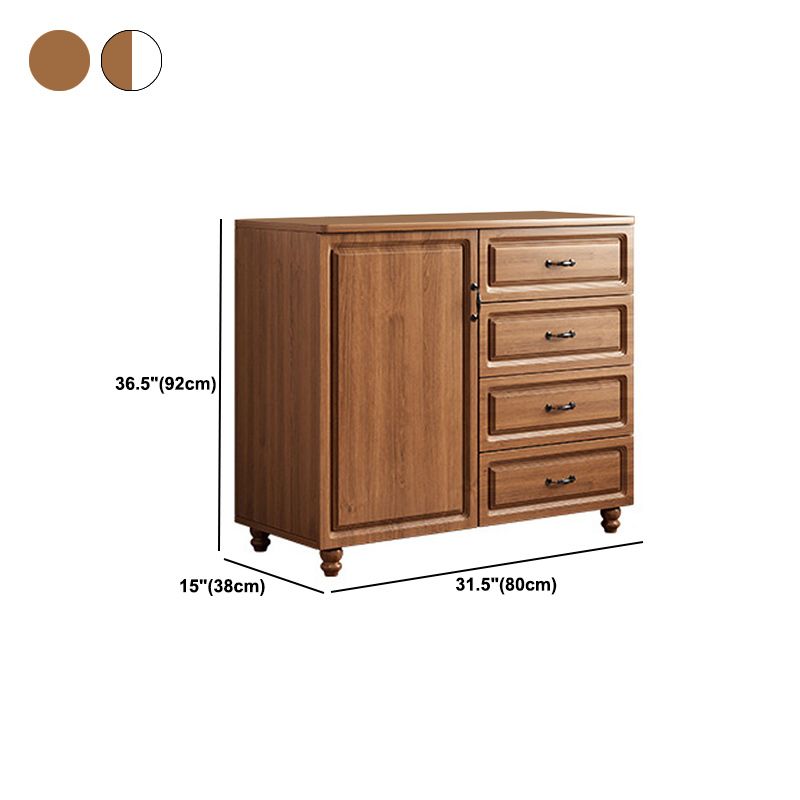 Mid-Century Modern Rectangle Accent Cabinet with Bun Feet and Drawers