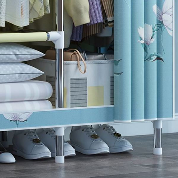 Modern Style Wardrobe Metal 1-Door Wardrobe Closet with Cloth Rod