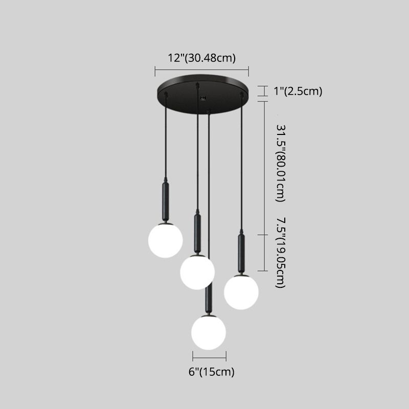 Modern Minimalist Multiple Globe Shade Pendant Light Metal Long Hanging Lamp for Living Room