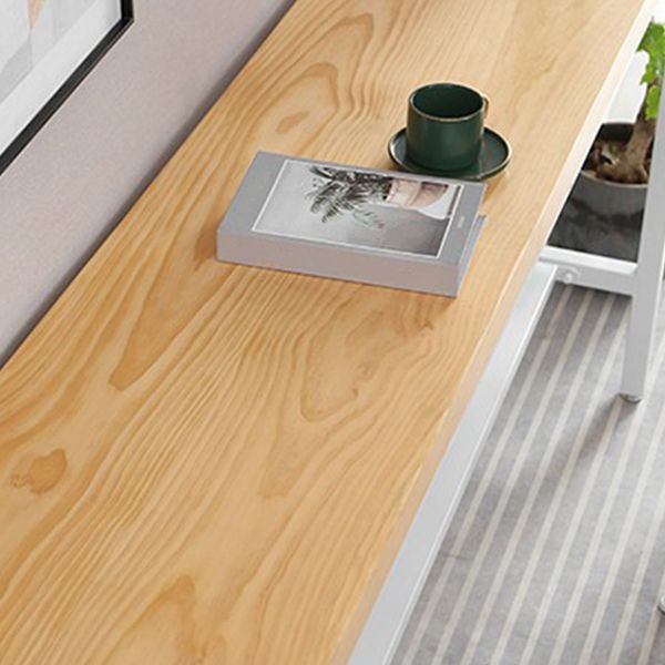 Contemporary Backless Counter Stool Pine Wood Armless Barstool with White Sled Base