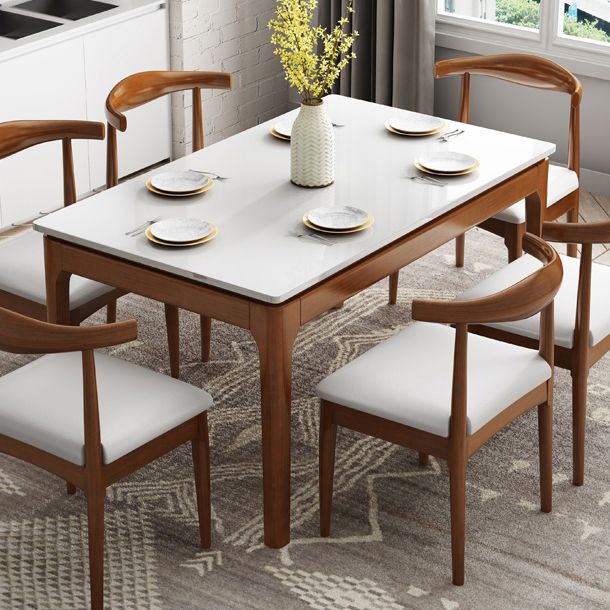 4-foot Stone Furniture Midcentury Style Rectangle Dining Table for Indoor