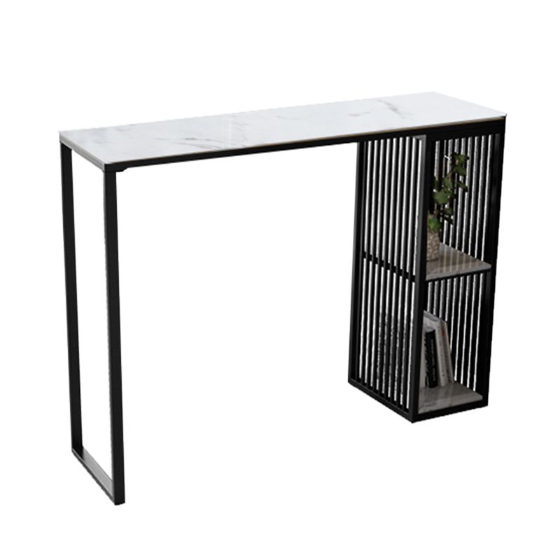 Modern Rectangle Bar Table Set 1/3 Pcs Black and Gold Metal Frame Bar Table and Stools