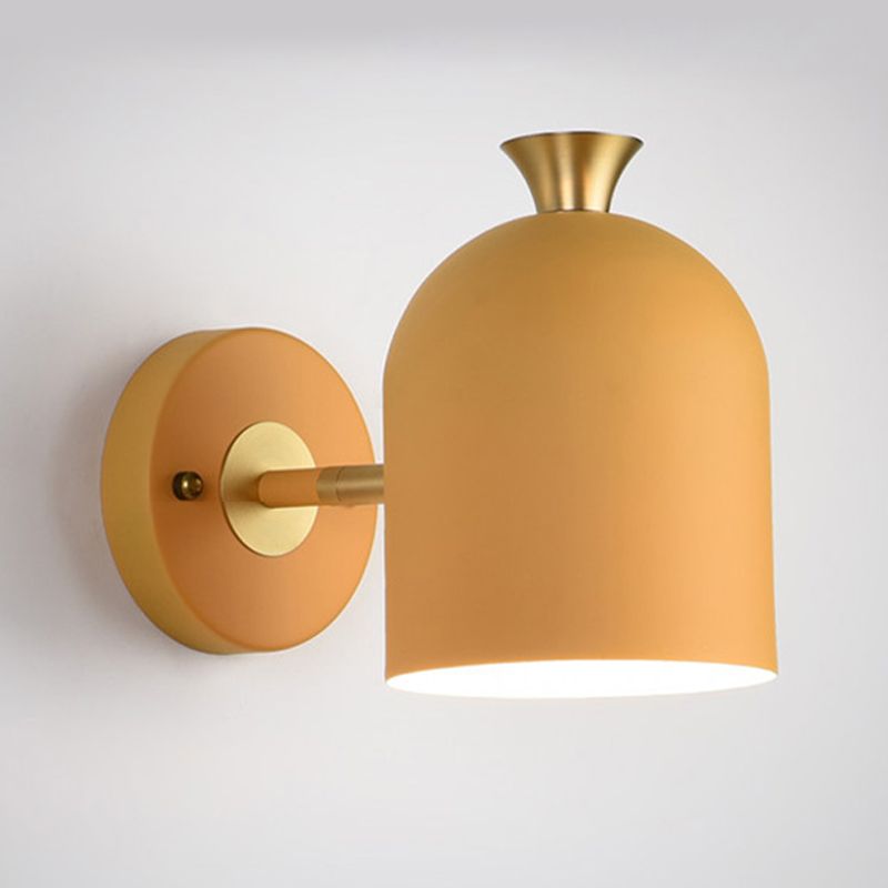 Macaron Style Wall Lamp 1-Light Wall Mount Lamp with Metal Shade for Bedroom