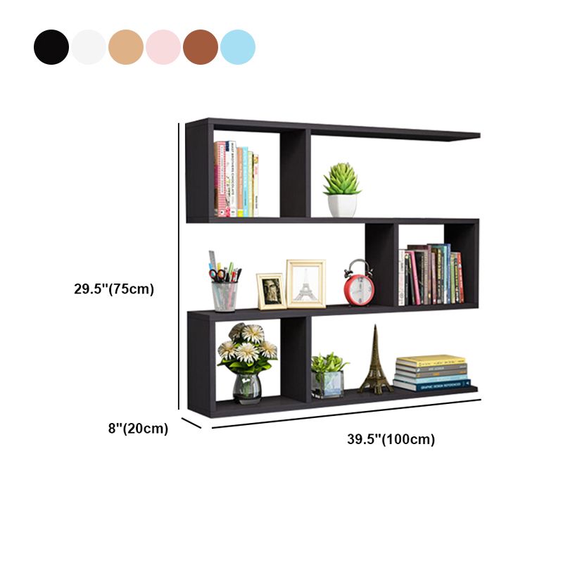 Floating Modern Bookcase Horizontal Matte Finish Wood Open Case for Living Room