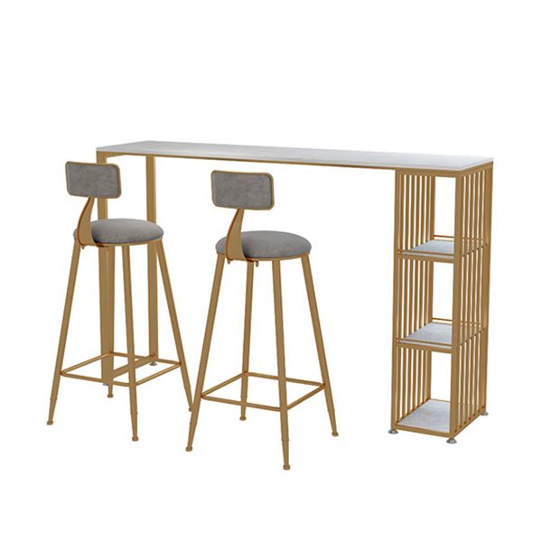 Glam Faux Marble Bar Dining Table Rectangle Bar Table for Dining Room