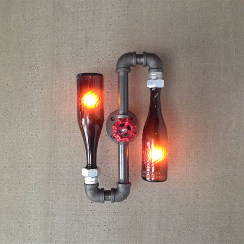 Black Industrial Style Sconce Light Fixtures Wrought Iron Wall Lamp Sconce for Bar