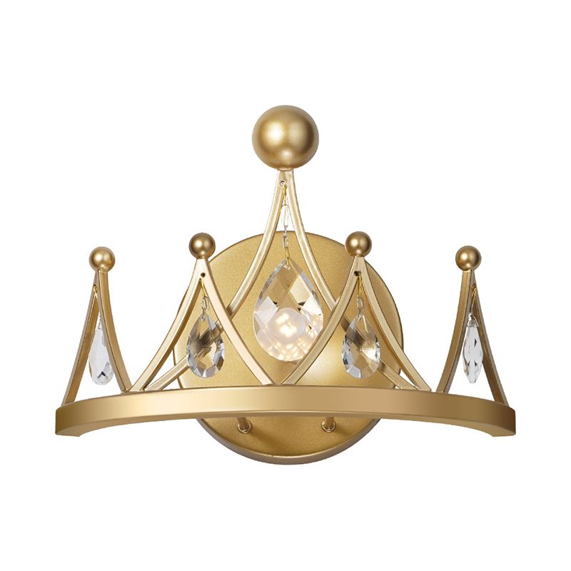 Crystal Crown Shape Wall Lights Modern Style 1 Light Wall Light Sconce in Brass