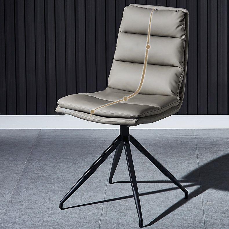 Sillas sin brazos con respaldo sólido de estilo industrial Sillas de comedor de cuero de microfibra (juego de 4)