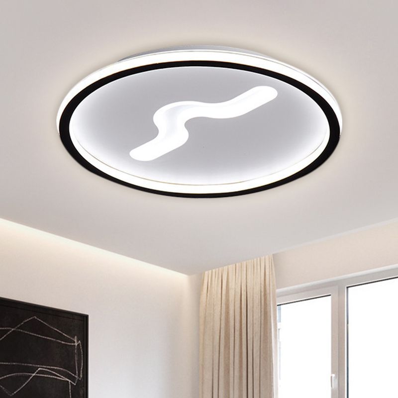 Modern LED 16"/19.5" W Flush Light with Metallic Shade Black/Gold Super Thin Ceiling Light Fixture in Warm/White Light