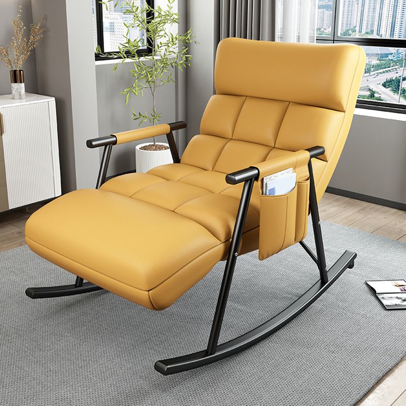 Contemporary Rocking Chair Cotton Upholstered Tufted Wing Chair Back Indoor Rocking Chair