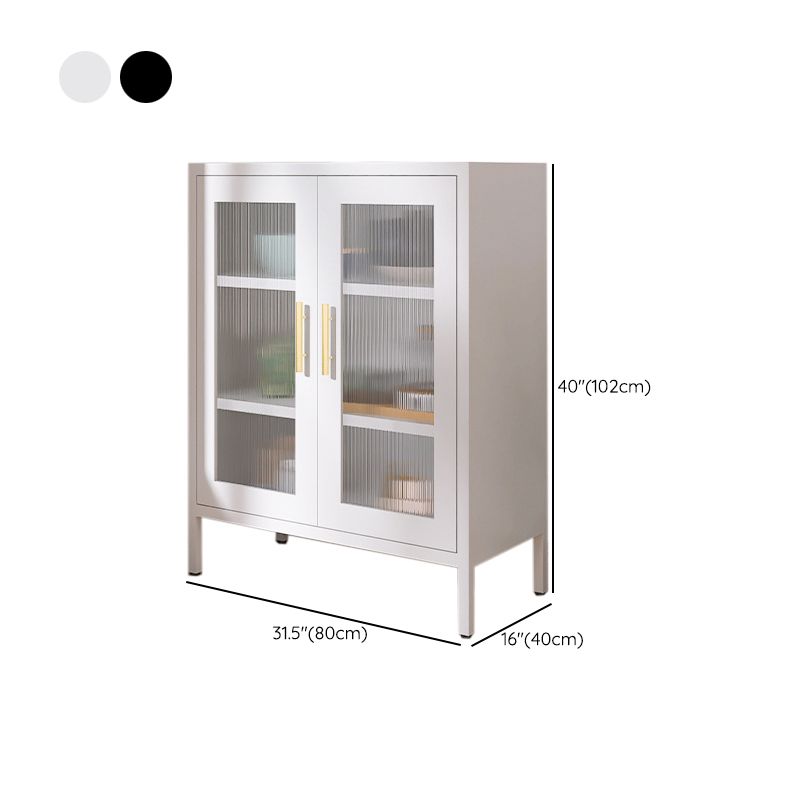 Contemporary Metal China Cabinet Glass Doors Hutch Cabinet for Living Room