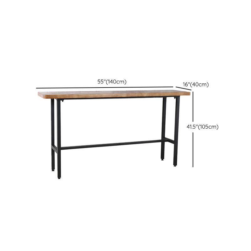 Rectangle Industrial Pub Table Set 1/4/7 Pieces Wooden Bar Table Set with Brown Stools