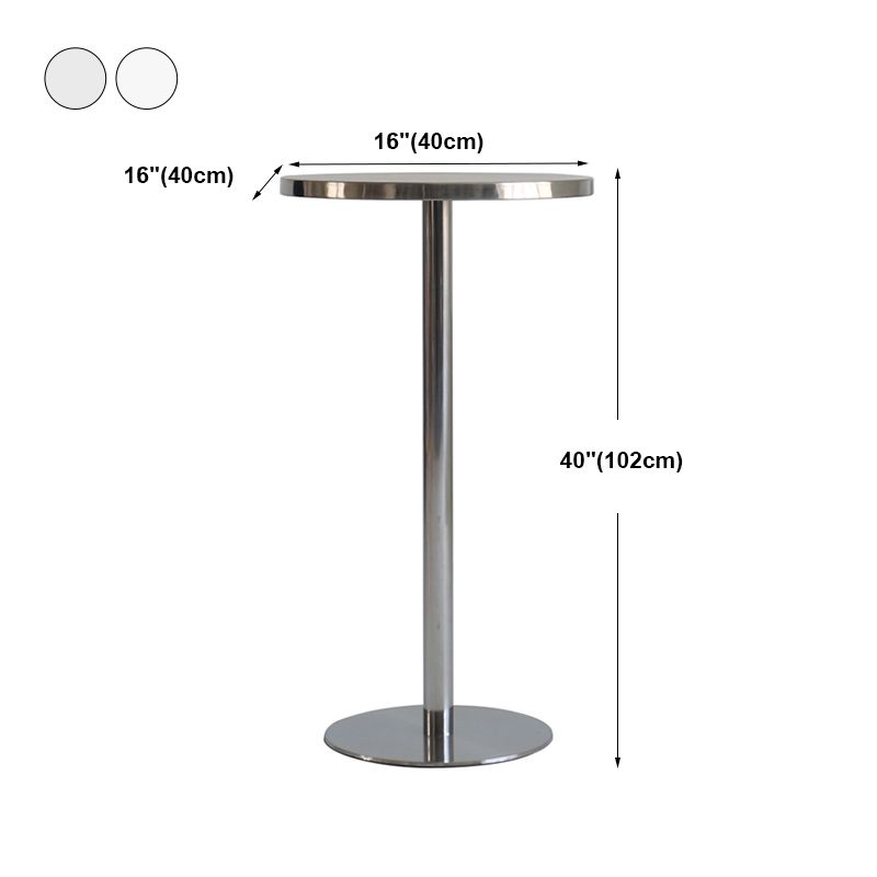 Mesa de comedor de barra contemporánea Mesa de cóctel de altura de barra de acero con base de pedestal en plata