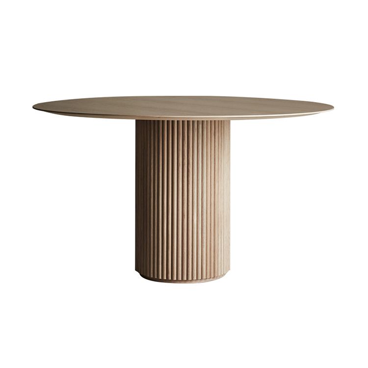 Contemporary Round Dining Table Pine Solid Wood Table with Pedestal Table