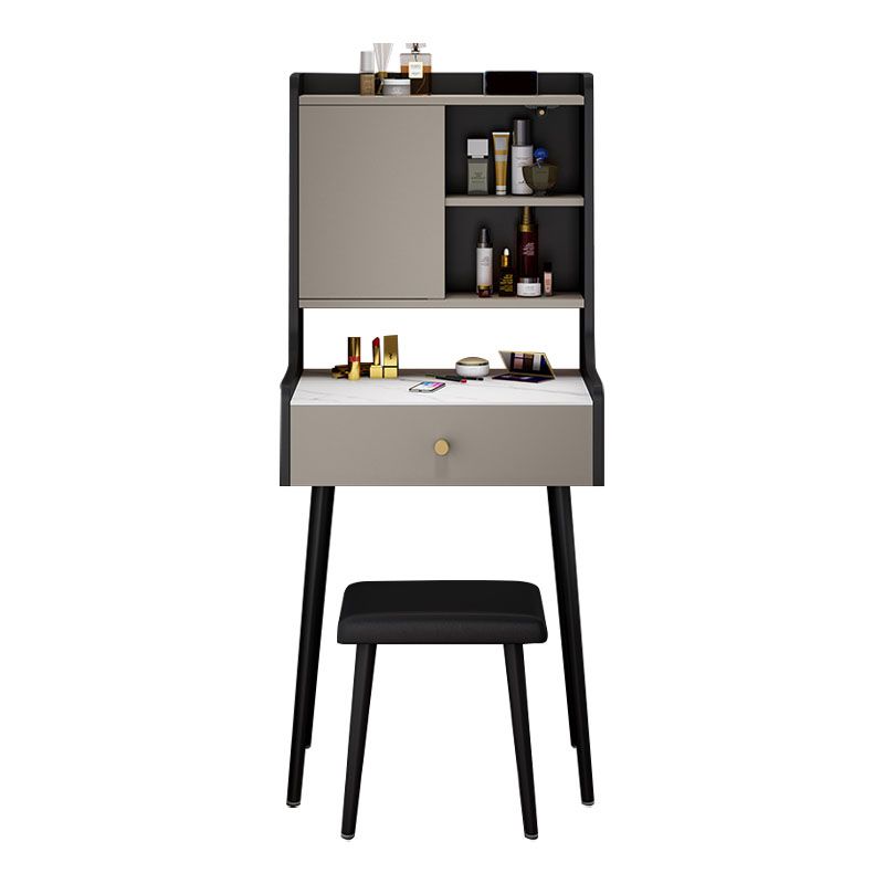 Modern Vanity Set with 1 Drawer and Mirror and Storage Shelves