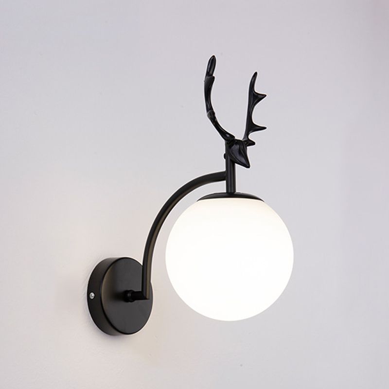 Metal Glass Wall Sconce 1 Blub Wall Mounted Light Fixture for Study Room